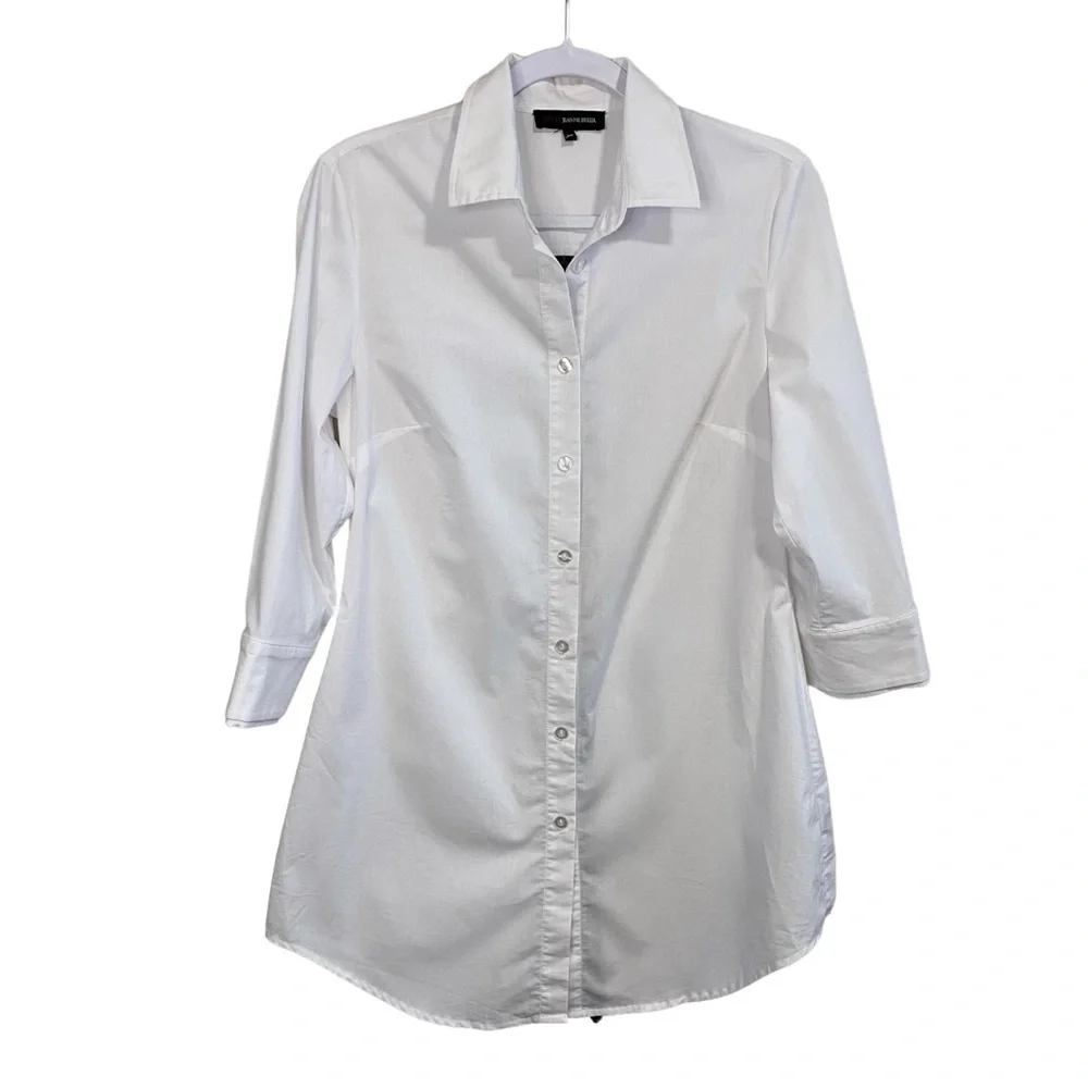 Edit by Jeanne Beker - White long Line Shirt/Black Zip Detail -S -China - Picture 12 of 15